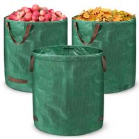 PZCC 3 x sacs à déchets de jardin, sacs à feuilles, sacs de jardin, 200 litres, 56x80cm, double fond,imperméable, pliable