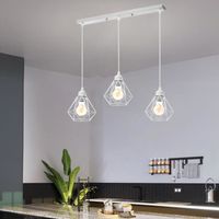 Fusion Lustre en Fer 3 Lampes Suspension Luminaire Réglable Lampe Longue Pôle Blanc décoration Café Salon Cuisine