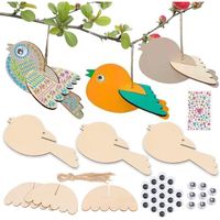 Kits Bricolage Oiseaux 3D en Bois, 12 pièces DIY Oiseau Décoratif à Suspendre pour Activité Manuelle Enfants en Classe Jouet [J524]