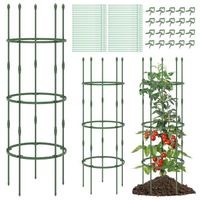 COSTWAY Lot de 3 Treillis Obélisque de Jardin, 3 Hauteur Réglable, Support Cage à Tomates 2 en 1 pour Plantes Grimpantes en Métal