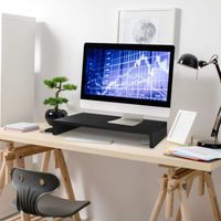 Support en bois pour écran PC,TV,ordinateur portable,étagère d'affichage 50 x 20 x 7,7 cm,noir - Marque SOULONG