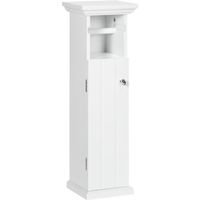 Meuble WC armoire toilette - KLEANKIN - Blanc - 21L x 17l x 66H cm - porte, support papier