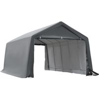 Tente garage carport dim. 6L x 3,6l x 2,75H m acier galvanisé robuste PE haute densité 195 g-m² imperméable anti-UV blanc gris