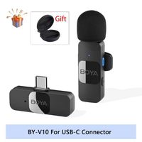 BOYA BY-V Sans Fil Lavalier Revers Mini Microphone pour iPhone Android Smartphone PC Ordinateur Live Streaming - BY-V10 et cadeau