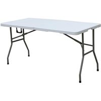 SogesHome-Table de Jardin-Table de Camping-Table de réception traiteur pliante-152x71x74 cm-8 personnes-Blanc