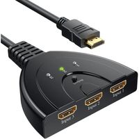 HDMI Switch 1080P, ZAMUS Multiprise HDMI 3 Ports Commutateur HDMI Sélecteur Splitter Manuel 3 Entrées à 1 Sortie Un Câble Haute