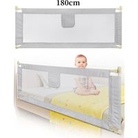 Barrière De Sécurité Pour Lit D’enfant - 180 X 42 Cm, Gris Polyester - Pour Matelas De 10 à 20 Cm D’épaisseur