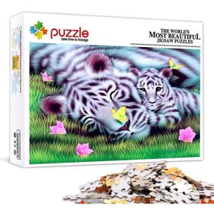 Cangroo Puzzle 1000 Pièces Adulte,Chat Et Tigre Puzzle Adulte,Puzzle Enfant,Puzzle  Impossible,Puzzle 1000 Pieces Tigre Blanc（75*50cm）