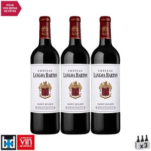VIN ROUGE Château Langoa-Barton Rouge 2017 - Lot de 3x75cl - Vin Rouge de Bordeaux - Appellation AOC Saint-Julien - 15.5-20 La Revue du Vin