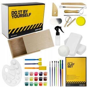 ARGILE Dibys DIY Kit de poterie pour enfants avec argile blanche outils de modelage pinceaux boîte kit créatif idées cadeaux originales