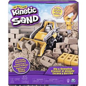 JEU DE SABLE À MODELER Coffret Kinetic Sand Chantier - KINETIC SAND - Creusez et démolissez avec 454g de sable naturel