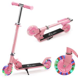 TROTTINETTE ADULTE PIMPIMSKY Trottinette 2 roues pliante pour enfants de 4 à 12 ans rose Avec roue lumineuse, scooter d'alliage d'aluminium