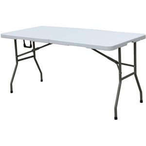 TABLE DE JARDIN  SogesHome-Table de Jardin-Table de Camping-Table de réception traiteur pliante-152x71x74 cm-8 personnes-Blanc