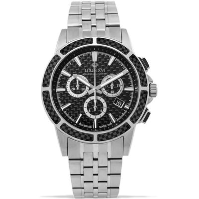 Montre Louis XVI Le Monarque Chronographe Homme - 42 Mm, 5 ATM, Cadran Noir - Neuf Avec étui