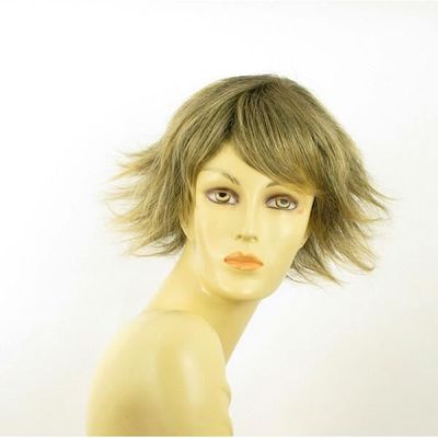Perruque Courte Blonde Dorée Méchée - Modèle Mathilde 24BT613, Synthétique, Neuve