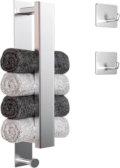 Ensemble Accessoires Salle De Bain 4 Pièces Noir - Porte-serviette 40 Cm, Anneau, Distributeur Papier, Crochet - Aluminium - 5
