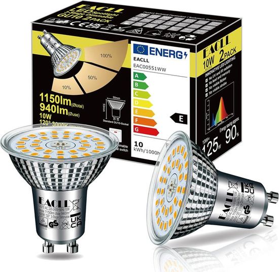 Ampoules GU10 LED 10W Dimmable 3 Étapes Avec la Fonction Mémoire,Lot de — free download