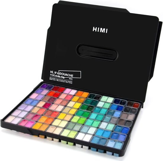 ARTFLY HIMI Set Gouache 36 Couleurs - Tasses Gélifiées Doubles - 3 Pinceaux - Étui Portable