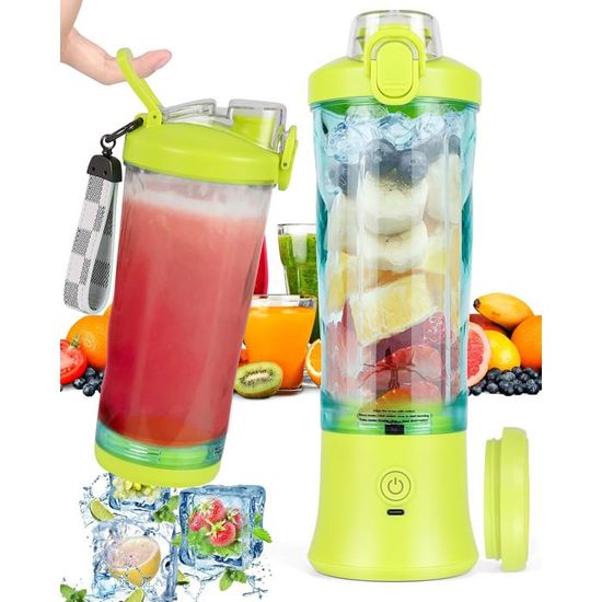 Mixeur Smoothie Portable - 600ml - 6 Lames Inox - Batterie 4000mah - 25 Verres - Parfait Voyage