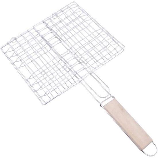 Panier De Grillade Pliable Pour Poisson Et Légumes - Avec 3 Pinceaux Silicone | 32x22cm | Cuisson Double Face