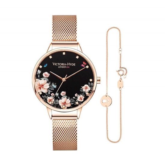VICTORIA HYDE Mode l gant Montres Femmes Or Rose Acier Inoxydable