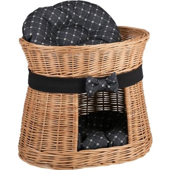 Panier Maison En Osier A Deux Etages Panier Osier Avec Lit Au Dessus Et 2 Coussins Noirs Imprime Petits Pieds De Chat Cdiscount Panier Maison En Osier A Deux Etages Panier Osier Avec Lit Au Dessus Et 2 Coussins Noirs Imprime Petits Pieds De Chat Cdiscount