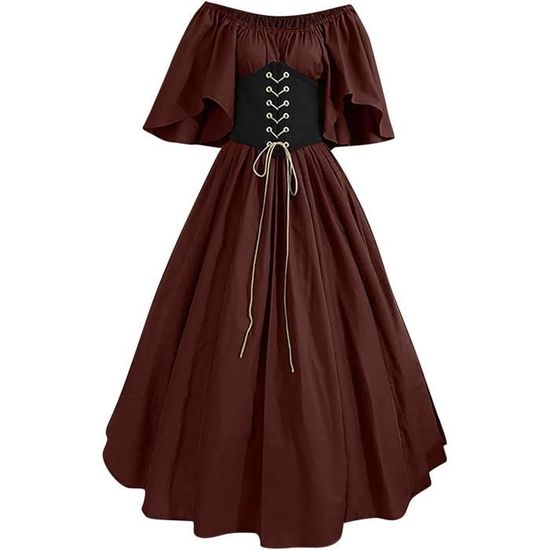 Robe Médiévale Renaissance Pour Femme - Style Gothique Victorien Avec Manches Trompette - Pour Carnaval, Halloween, Cosplay - Grandes Tailles Disponibles