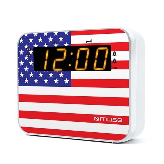 Radio-réveil MUSE M-165 LD - Affichage Numérique Ambré, Double Alarme, 40 Présélections AM/FM