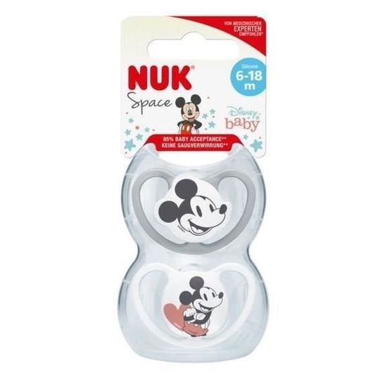 NUK Lot 2 sucettes SPACE Mickey - 6-18 mois