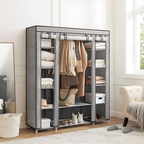 SONGMICS Armoire de Rangement avec Tringle tag res Housse en
