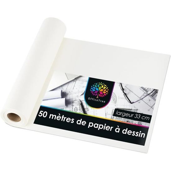 OfficeTree Rouleau Papier Dessin 50m - 33cm de Large - 40g-m² Rouleau Papier  Blanc - Papier Patron Couture - Rouleau Papier Calq398 - Cdiscount  Beaux-Arts et Loisirs créatifs