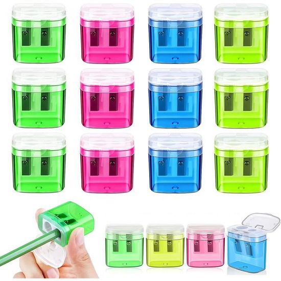 Taille-crayon Double KUM Avec Couvercle - Pack De 3 Bleus - Pour Crayons 8 Mm Et 11 Mm - En Magnésium Robuste - Fabriqué En Allemagne