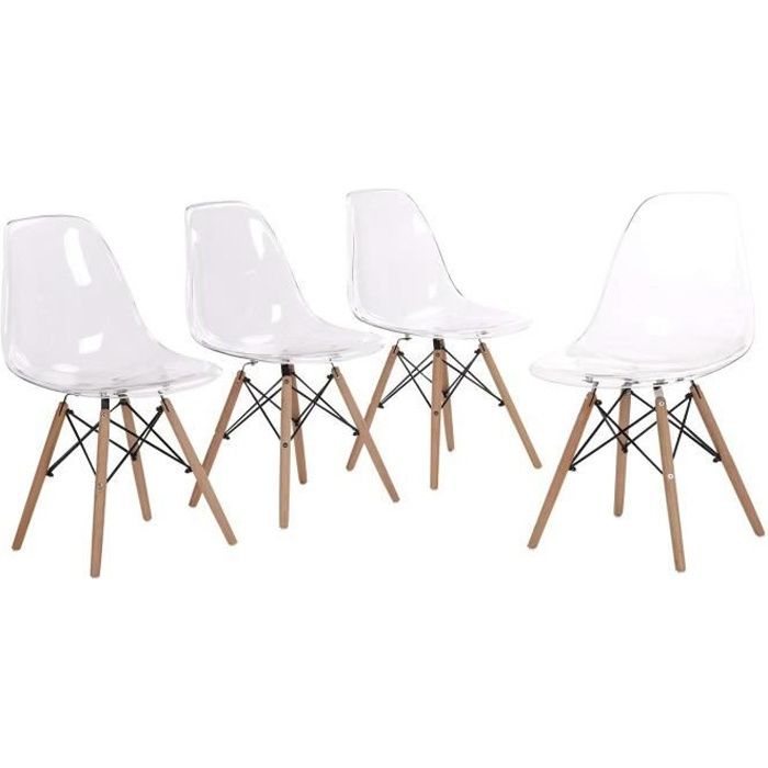 HJ Lot de 4 chaises Scandinave design tendance Salle à Manger Chaises de transparent Chaise - 45cm * 30cm * 82cm