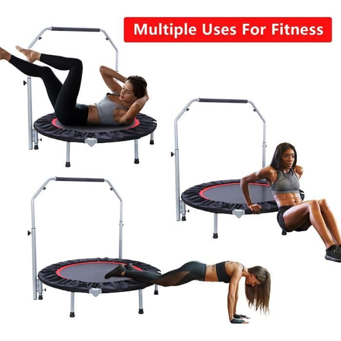 LAIZERE® Trampoline PP de Ø 110cm - Avec Double Accoudoirs - Portable et Pliable - Noir.