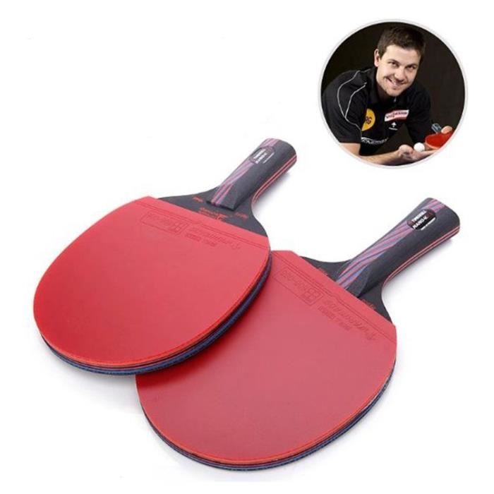 Haut de gamme meilleur support de la raquette de carbone de qualité de tennis de table bybrid bois à long manche court poignée droit