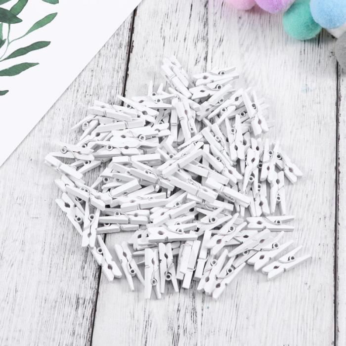 100 pcs blanc mini 2,5 x 0.3 en bois utilitaire polyvalent de trombones clips de pince à pince a linge materiel soin du linge
