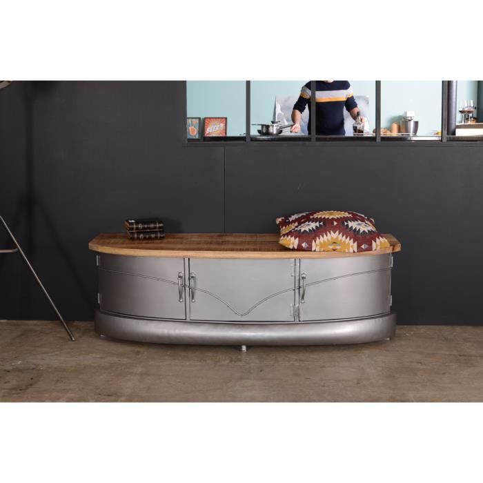 Meuble tv industriel style camion - Route 66- Meuble House Gris