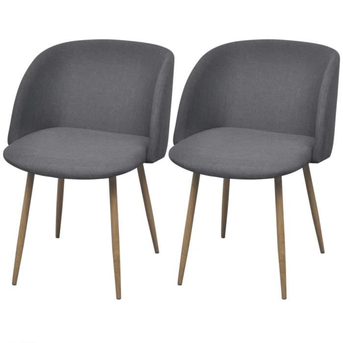 Lot de 2 chaises de salle à manger - Style contemporain Scandinave chaise Cuisine 2 pcs - Gris foncé Tissu Vintage��9084