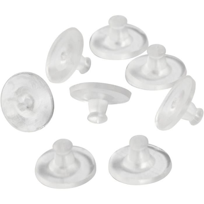Fermoir poussoir en silicone pour boucle d'oreille - 10 mm - 20 pcs