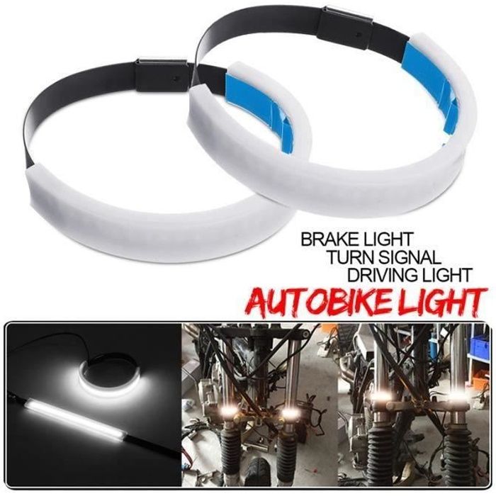 2Pcs Étanche Moto LED Bande Lumière DRL Feux Jour Clignotant 12V Blanc Bo50995