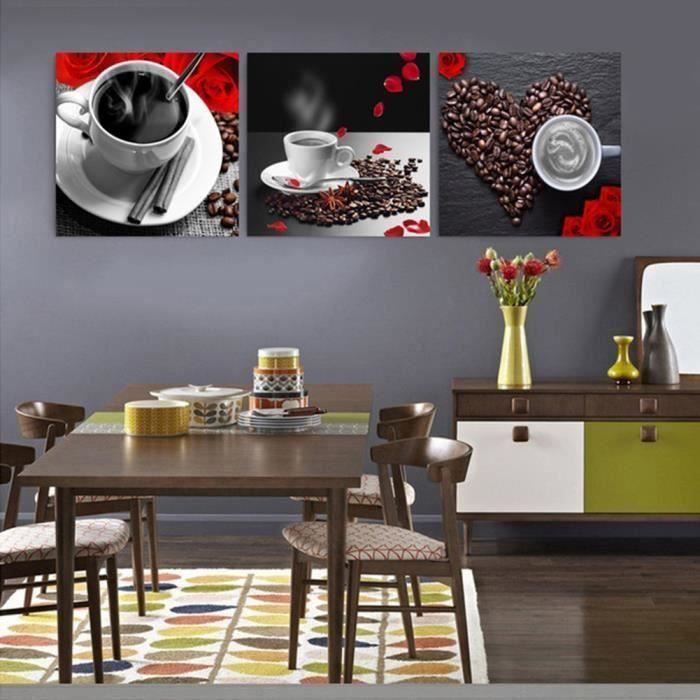 JAC8 Toile sans cadre Wall Art Pictures Home Decor 3 Pieces Grains De Café Peintures 40 * 40cm
