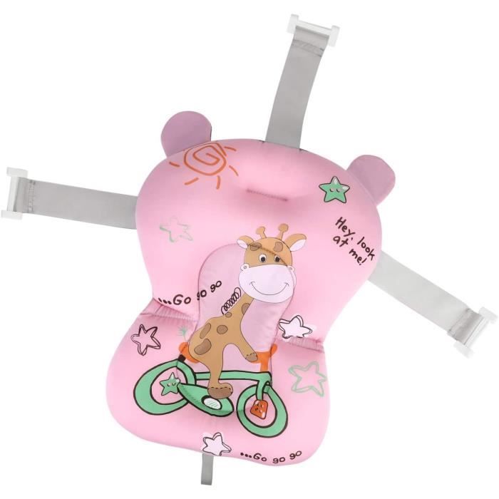 Tapis de bain bébé nouveau-né,Tapis de Bain Bébé Coussin Baignoire Pliable Nouveau-né Chaise de Bain Etagère Siège de Baignoire,Rose