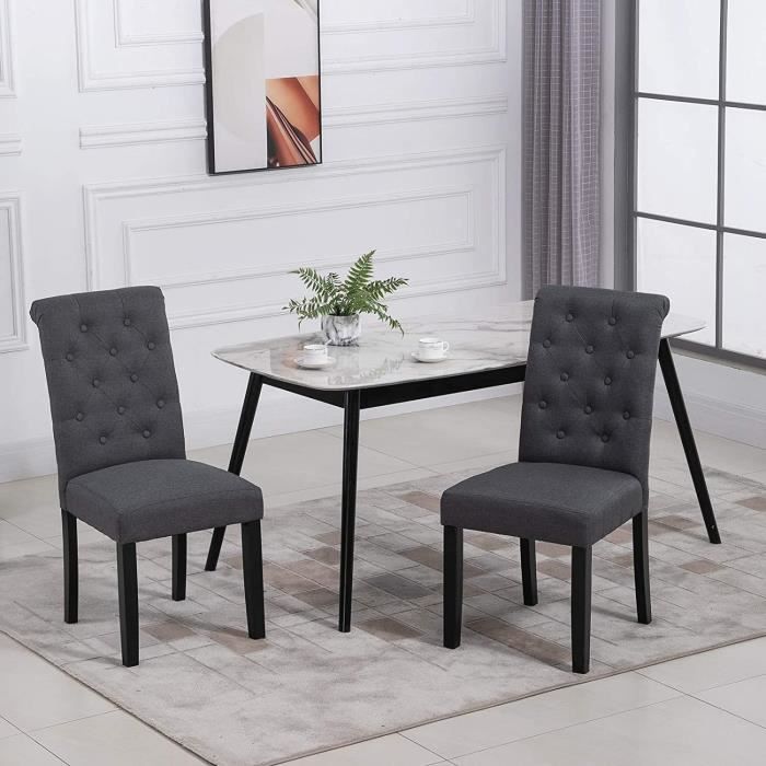Lot de 2 chaises - Tissu Gris - L 47 x P 61 x H 100 cm