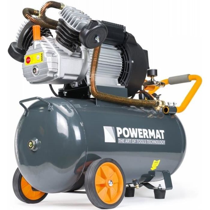 POWER TOOL - Compresseur à huile 8 bars + moteur de puissance 2,2 kW - Régime 2850/min - Outils pour construction/atelier - Gris