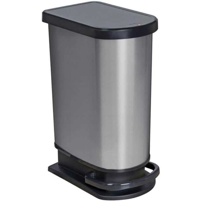 Poubelle de cuisine à pédale Rotho Paso Poubelle 50L avec Pédale et Couvercle à Charnière, Plastique (PP) s13