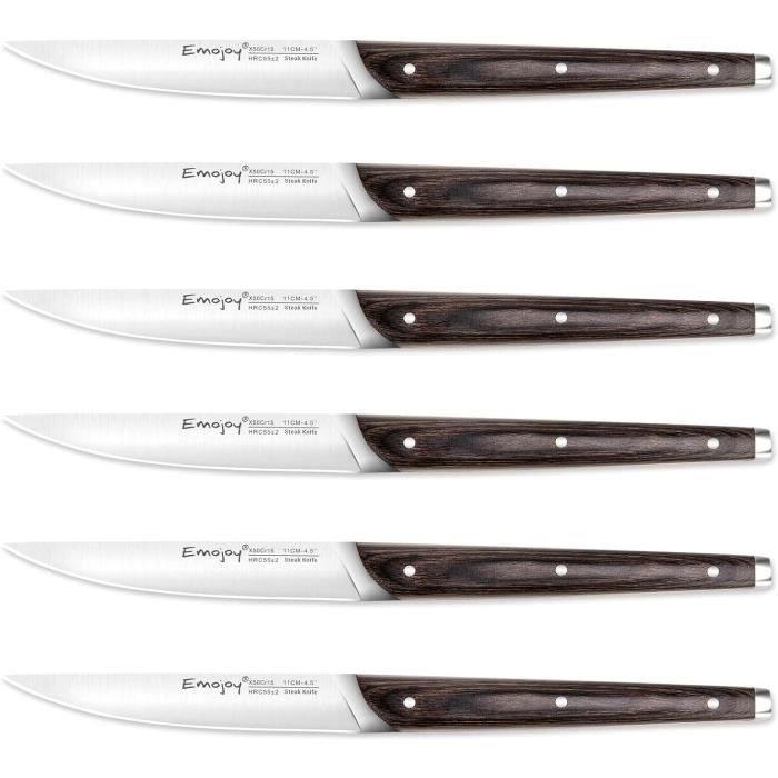 COUTEAU DE TABLE y Couteaux agrave Steak Set Couteau de Tables Lame Lisse Acier Inoxydable 11cm Lot de 6 Piegraveces Couteau agr10