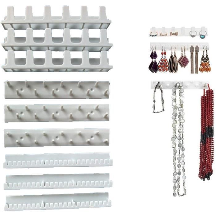 9pcs Crochets Adhésifs Porte Bijoux, Crochets d'affichage de Bijoux Support mural, Mur Accrocher Collier Cintre Porte-bijoux, Bague