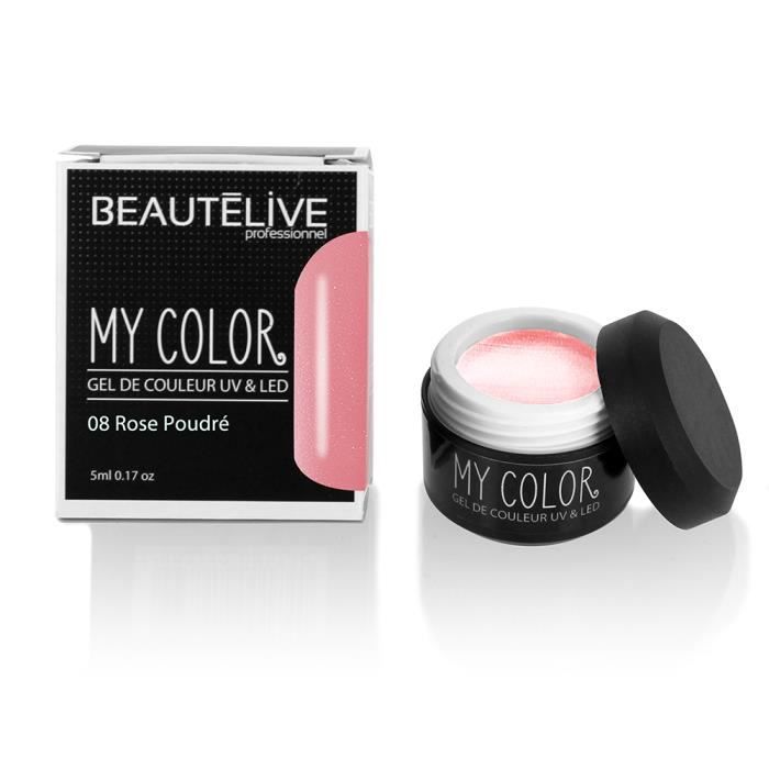 Beautélive Gel de couleur ongles UV et LED 08 - Rose Poudré , Pot 5ml
