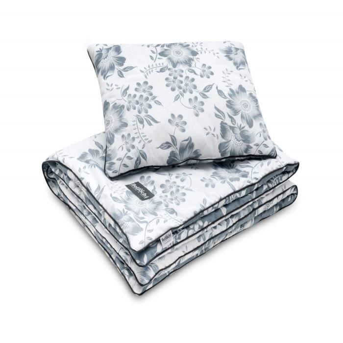 Bellochi Set de Couette Bebe 75x100 cm et Coussin Enfant 30x40 cm - Certificat OEKO-TEX - Réversible et Lavable - Coton - Magnolia