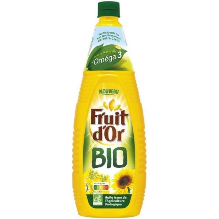 FRUIT D'OR - Huile Tournesol Bio 1L - Lot De 3
